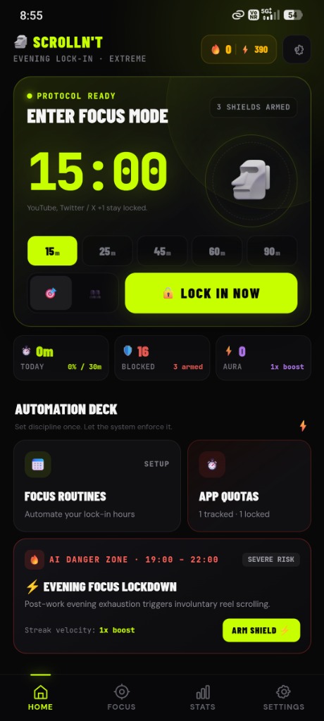 Scrolln't Focus Protocol Android Screen